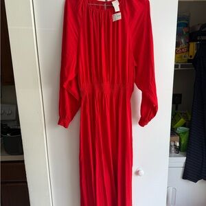 H&M Red Bishop Sleeve Gown for Work